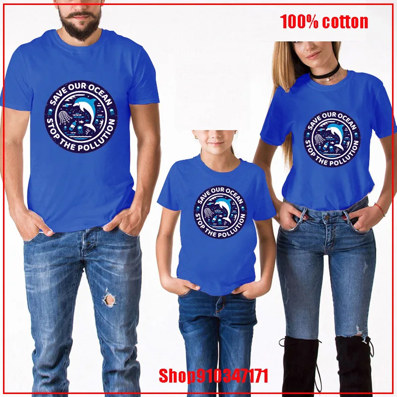 Семейные футболки с изображением дельфинов Спасите океан платья для мамы и дочки