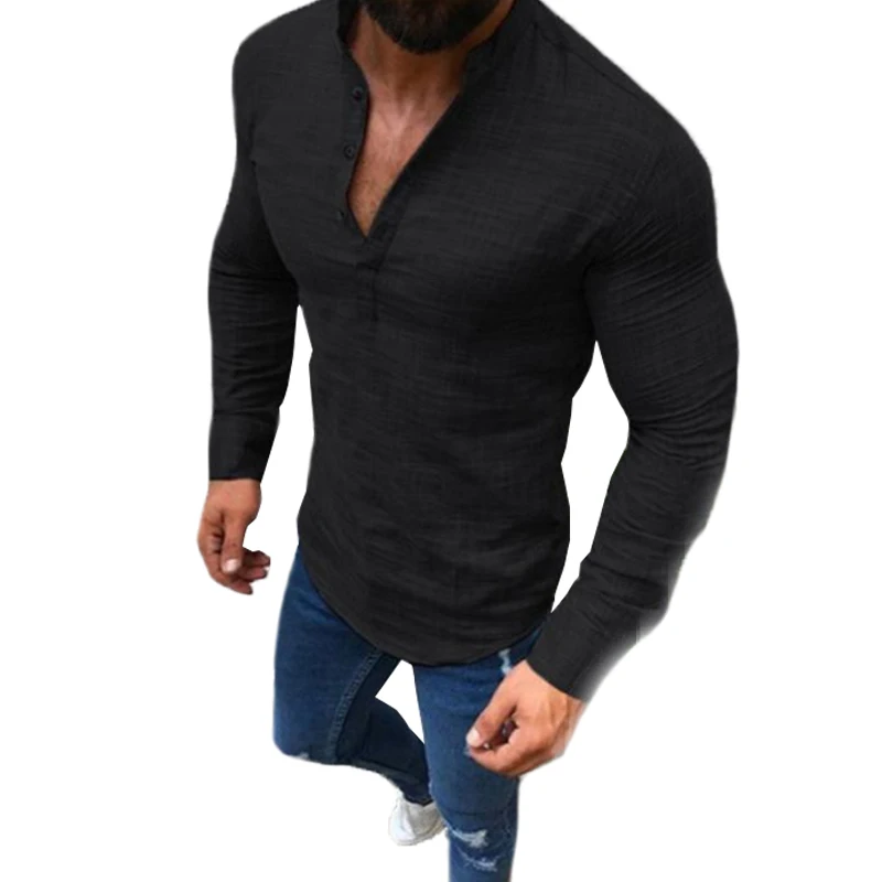 Мужская осенняя одежда с длинным рукавом однотонная Повседневная футболка белый