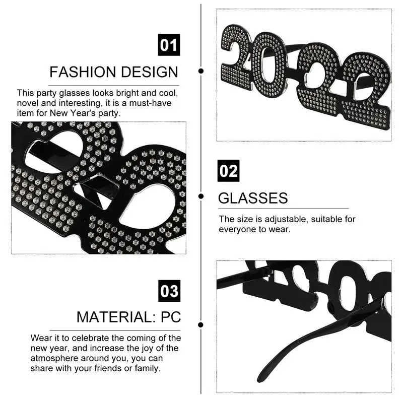 

2pcs 2022 Design Glasses Frames Party Glasses Funny Party Glasses (Black)