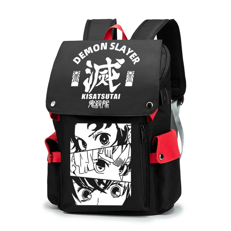 

Рюкзак для книг для мужчин и женщин, вместительный школьный ранец для ноутбука с USB-разъемом для подростков, с рассекающим демонов мальчиков...
