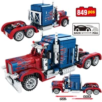 849pcs city classic pull back car model building blocks technical peterbilt heavy container truck bricks toys for boys