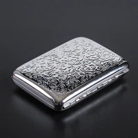 double sided engraving metal cigarette tobacco case holding 16pcs thick cigarettes holder box storage container with 2 clips