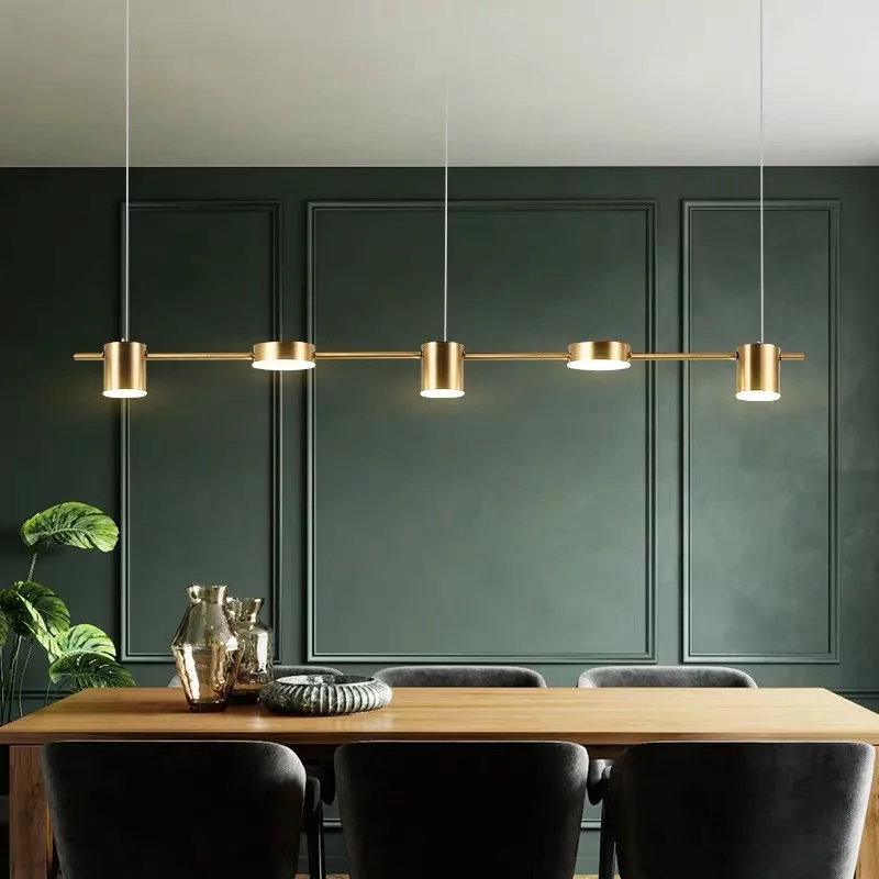 

Postmodern Gold Black LED Chandelier Dining Room Island Long Pendant Lamp Nordic Bar Coffee Home Deco Lighting Hanging Fixtures