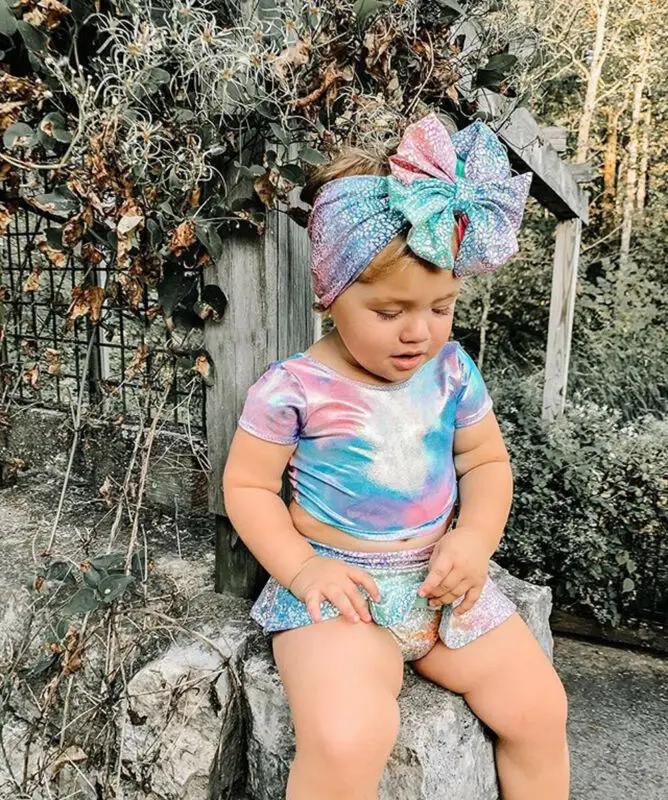 Новинка 3 шт. купальный костюм-бикини для маленьких девочек с радужными