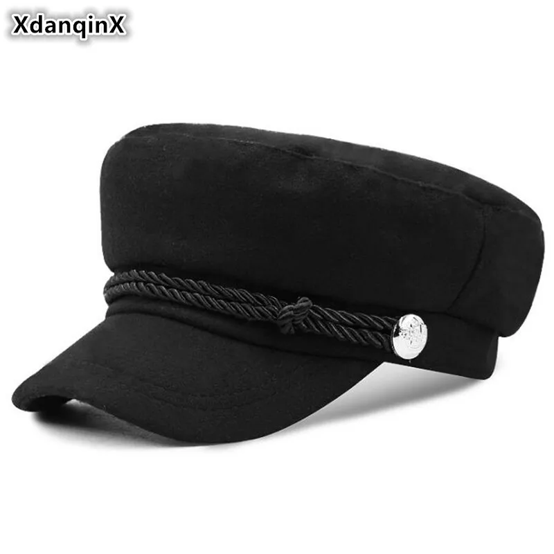 

XdanqinX Adult Men's Flat Cap Army Military Hat Multicolor Fashion Brands Women Hat Snapback Caps Autumn Winter Warm Navy Hats
