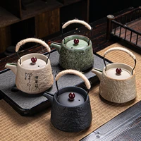 retro teapot ceramic stoneware handle pot household vintage japanese kung fu tea set single pot handmade anti scalding teaware