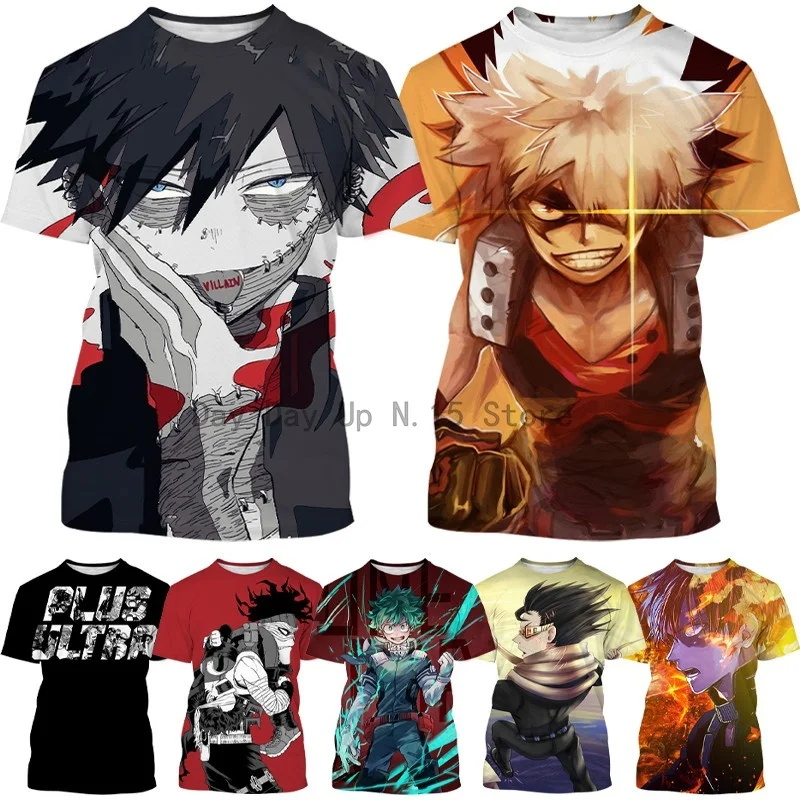 

New 3D Printed Anime My Hero Academia Men's T-shirt Summer Fashion Casual Todoroki Shoto Unisex T-shirt Tops
