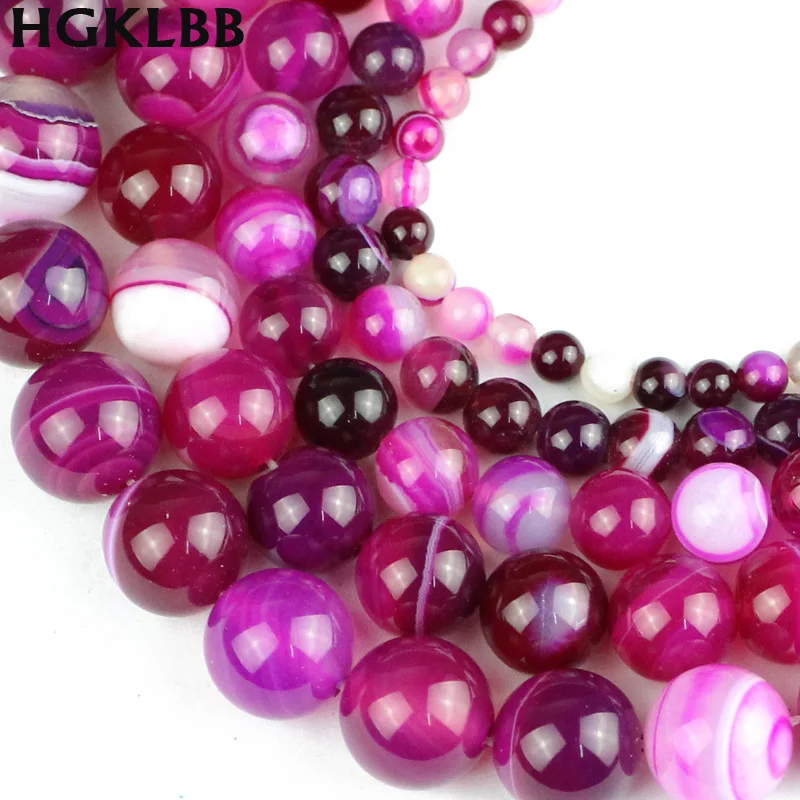 

HGKLBB розовое полосы из сердолика Натуральный камень 4/6/8/10/12 мм круглые объемные бусины Свободные бусины для самостоятельного изготовления ю...