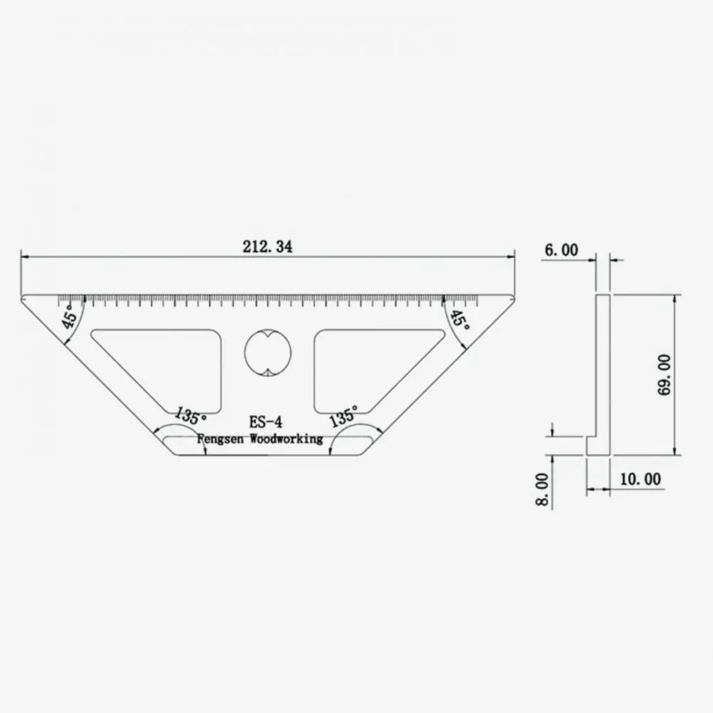 

ES-4 Ruler Trapezoidal Thickened Rail Aluminum Alloy Professional Square Measure Ruler for Woodworking