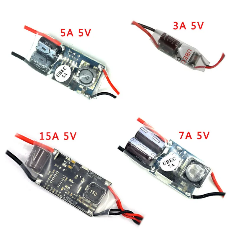 

FPV RC UBEC 5V 3A 5A 7A 5V/3A/5A/7A 15A Lowest RF Noise BEC Full Shielding Antijamming Switching Regulator for Racing Drone