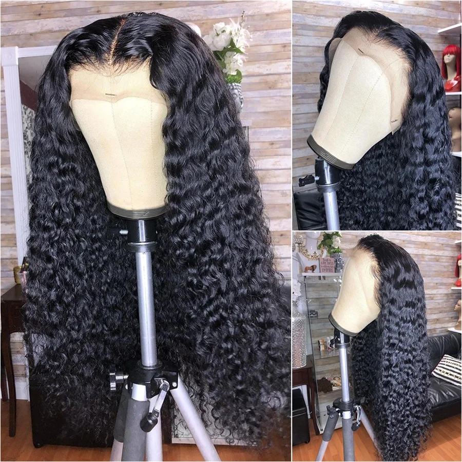 

Peruvian Deep Wave Lace Front Wig Swiss Lace 360 Lace Frontal Wig 100%Human Hair Wigs Pre plucked 5x5 Lace Closure Wig