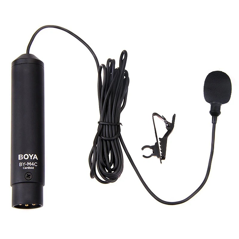 

BOYA BY-M4C Phantom Power Clip-On Cardioid XLR Lavalier miniphone for Canon Sony Panasonic Camcorders ZOOM H4n H5 H6 TASCAM