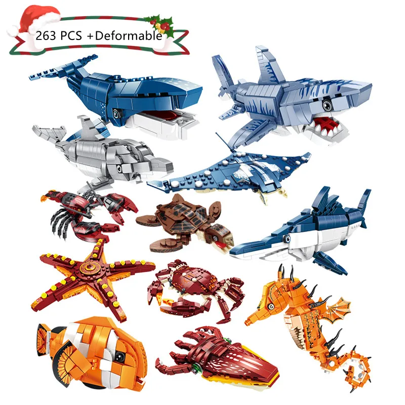 Конструктор детский морские звезды Мультяшные животные черепахи киты дельфины