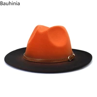 europe america new gradient color jazz fedora hats with 7cm wide brim formal church hats sombreros de mujer