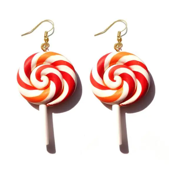 

Earring For Women Resin Lollipop Drop Earrings Children Jewelry Custom Made Handmade Cute Girls Cotton Candy Gift
