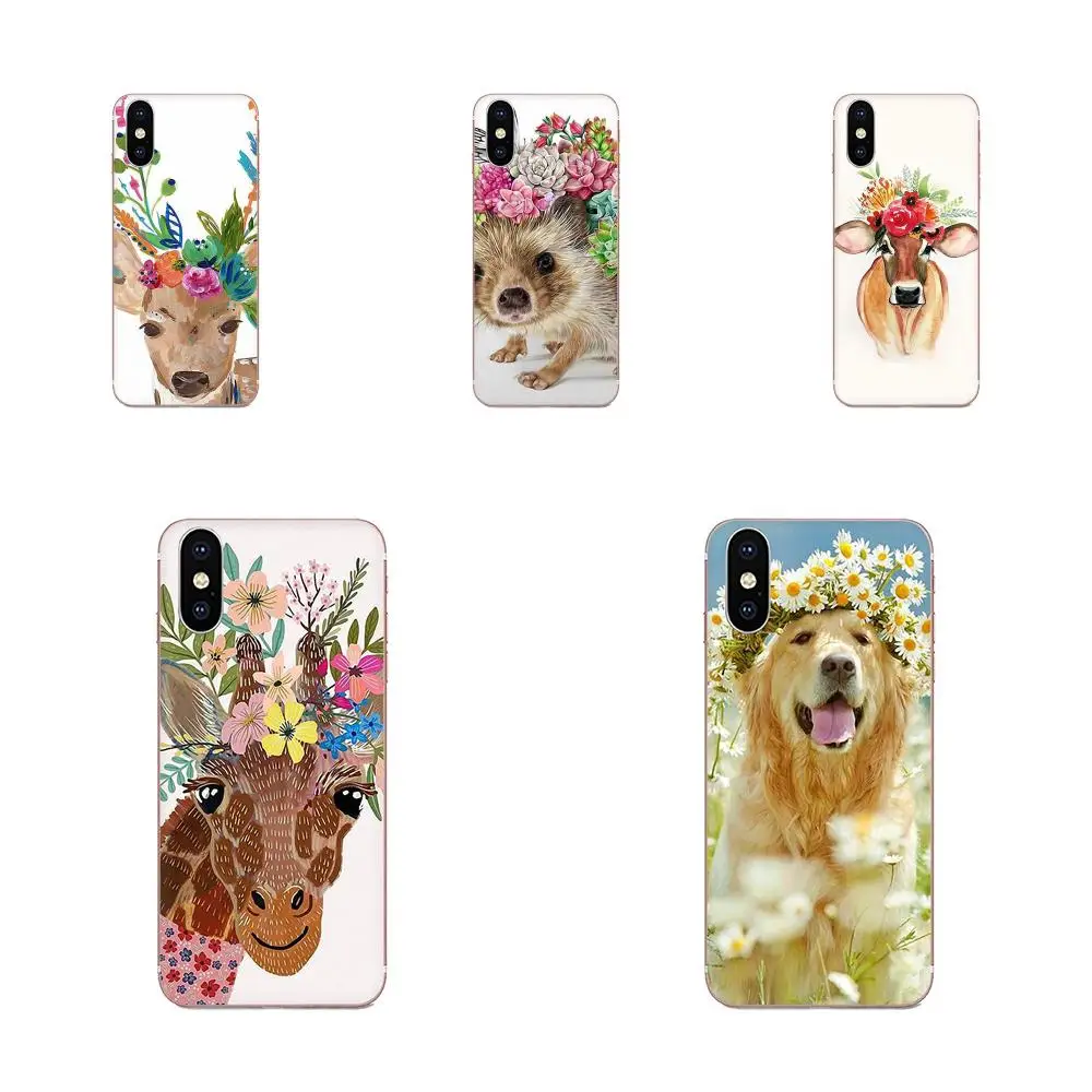Голова животного цветы ежик корова собака лиса для Galaxy Grand A3 A5 A7 A8 A9 A9S On5 On7 Plus Pro Star