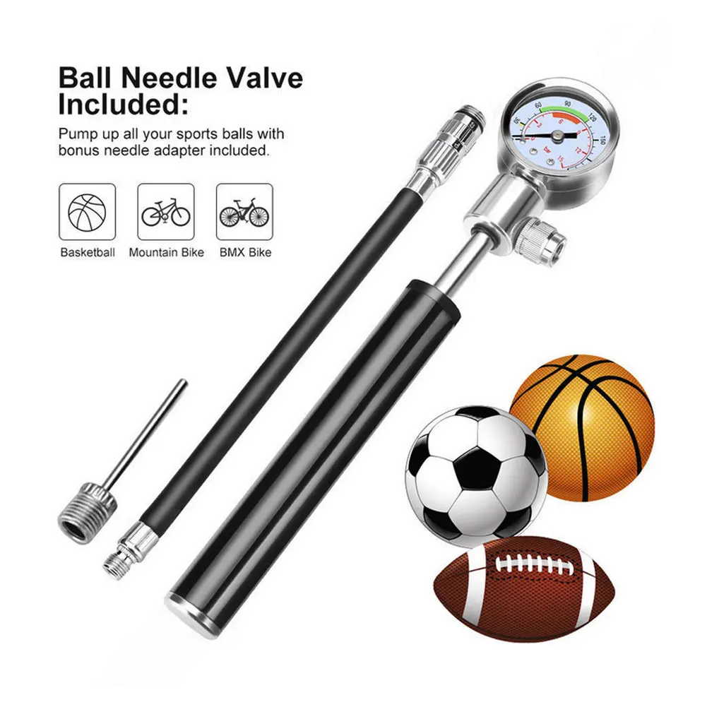 

Mini Bike Pump Portable High-pressure Air Shock Pump with Gauge 210Psi Presta Schrader Valve for Mountain Bike Ball Inflatable