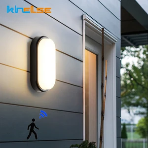 Уличные водонепроницаемые Настенные светильники с пассивным ИК датчиком движения, овальные светильники для коридора, балкона, крыльца, украшение для ванной комнаты, туалета, 16 Вт, 20 Вт