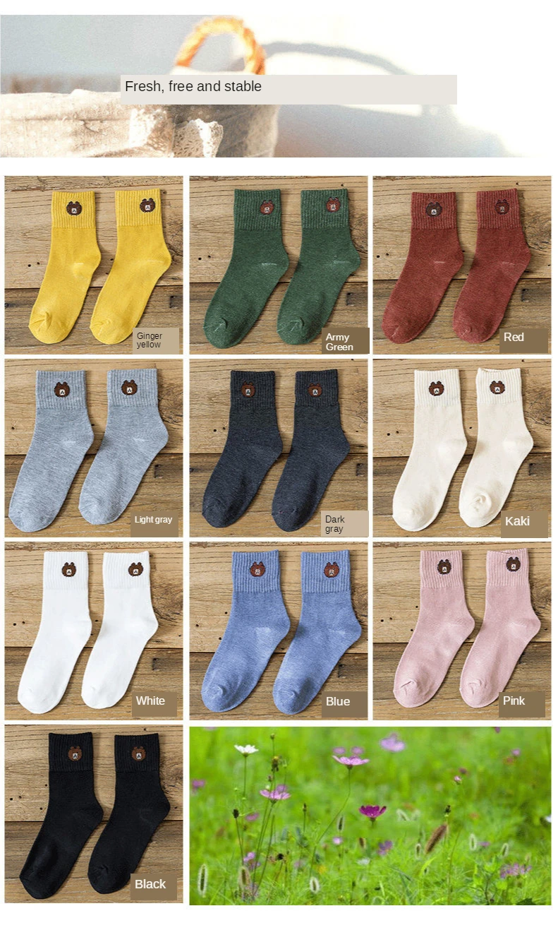 Женские милые длинные носки корейской версии в японском стиле Instagram с мультяшным