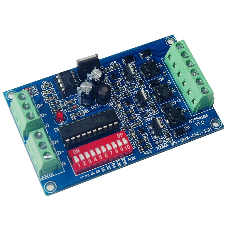 DC5V 24V 3CH DMX512 декодер 350MA/700MA постоянный ток DMX RGB светодиодный контроллер WS CHL