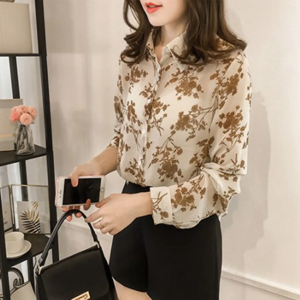 

Loose Slim Temperament Printed Women Long-Sleeved T-Shirt Bottoming Shirt Korean Printed Bottoming Shirt
