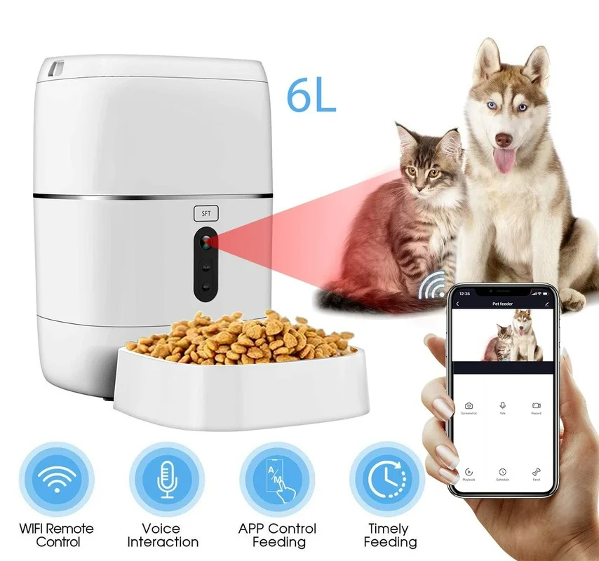 TUYA Smart Pet Feeder with Camera and Two-way Audio-Remote Control Feeding WIFI Connect APP Phone for Dogs Cats Night Vision | Электроника