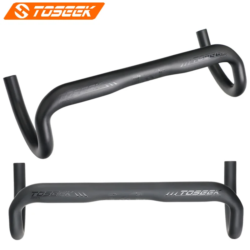 

TOSEEK Road Bicycle Carbon Handlebar Reduce Resistance Bent Bar Strengthen Bike Parts 400/420/440mm External Routing Black Matte