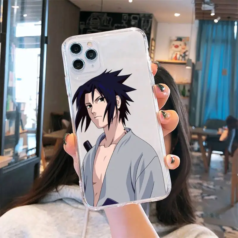 

Anime Naruto Uchiha Sasuke Phone Case Transparent soft For iphone 5 5s 5c se 6 6s 7 8 11 12 plus mini x xs xr pro max