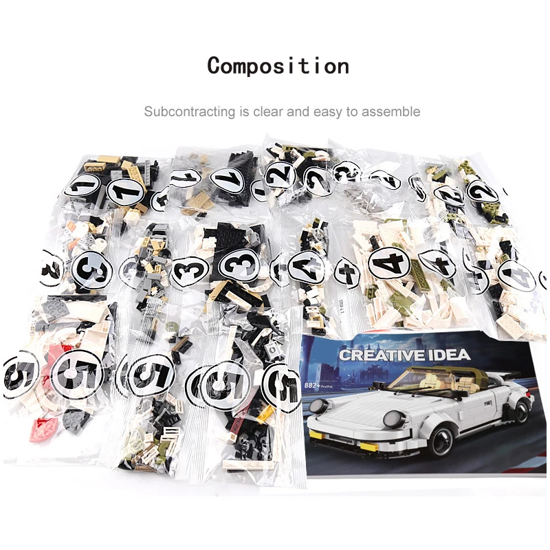 

Mouldking 13103 Technic 911 Super Racing Sport Car Convertible Building Blocks Set Creator Bricks Children Toys Birthdays Gifts