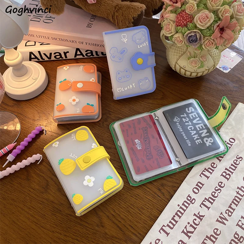 

PVC Transparent Printed ID Card Storage Holders 20 Bits Korean Style Sweet Cute Mini Pouch Hasp Small Wallets Organizer Students