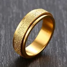 6 мм Спиннер из нержавеющей стали кольцо для женщин анодированный матовый золотой цвет вращающийся Свадебный бренд размер от 5 до Размер 13
