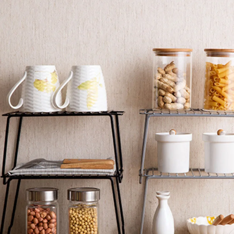 Железная стойка для хранения в скандинавском стиле складная кухонная полка