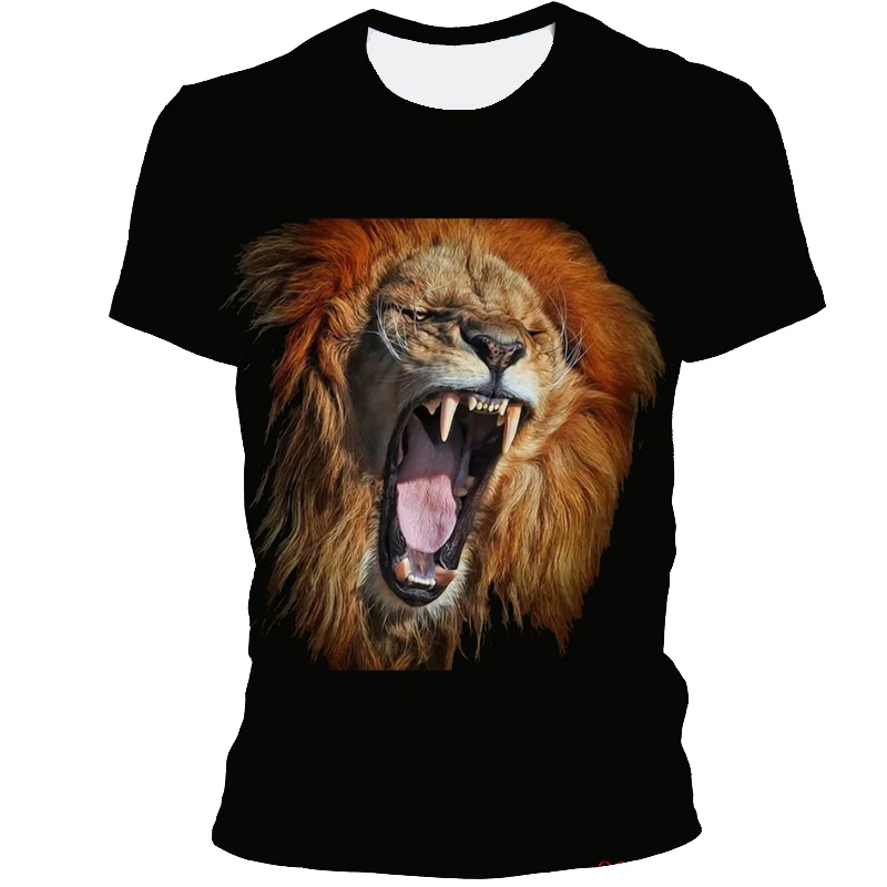 

2021 Leisure Sports Men's Summer 3D T-Shirt Animal Lion Print Round Neck T-Shirt Street Trend Party Short Sleeve Big Sale