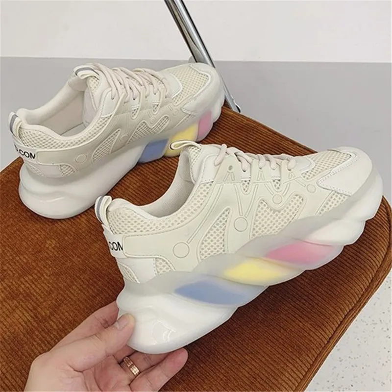 

Кроссовки женские на платформе, повседневная спортивная обувь для тенниса, на шнуровке, массивные, весна-осень