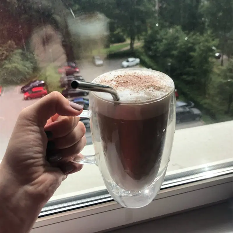 Новинка 1 шт. 100 400 мл двухслойная термостойкая прозрачная стеклянная чашка