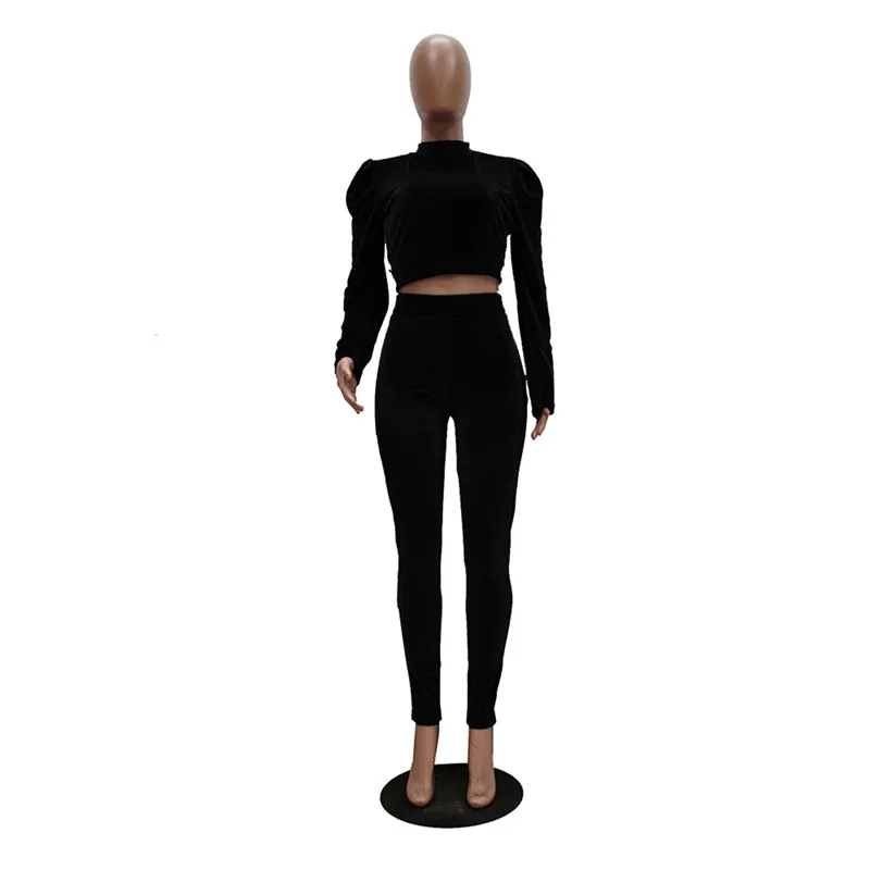 ANJAMANOR бархатный сексуальный зимний комплект из 2 предметов женский укороченный