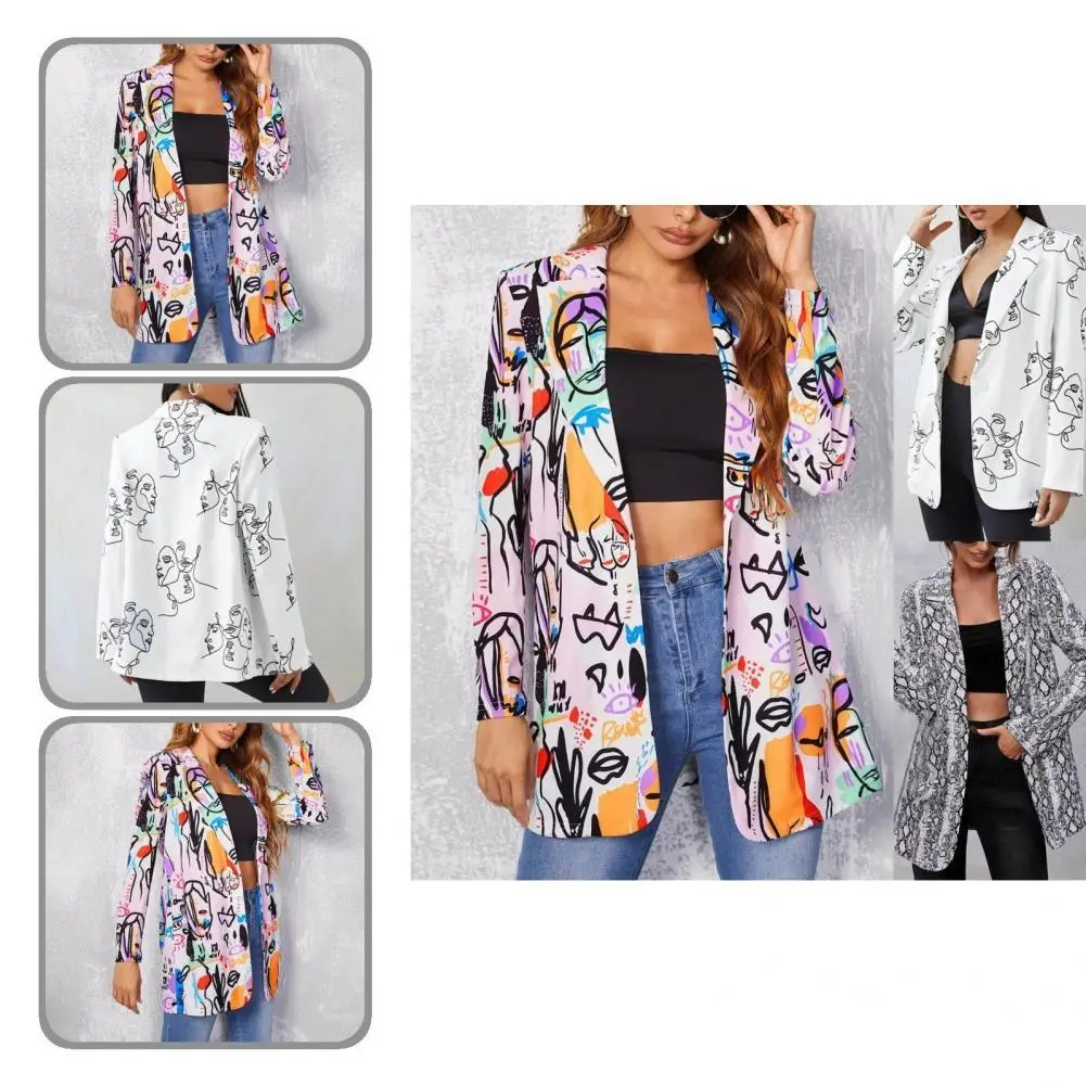 

Long Sleeve Streetwear Contrast Color Print Single Button Blazer for Business