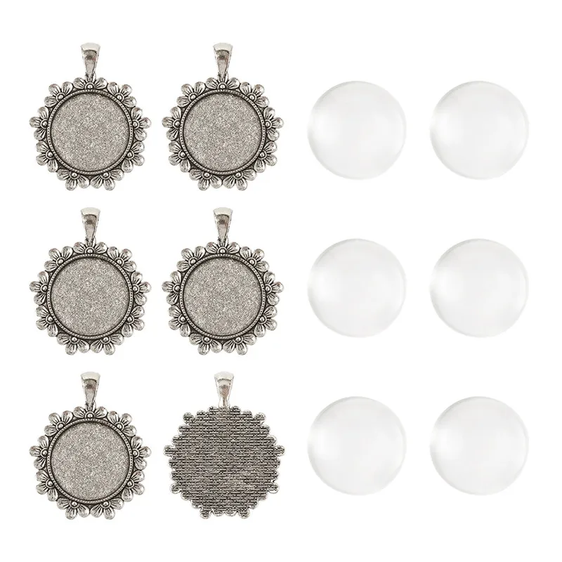 10 шт./компл. лоток 25 мм подвеска из сплава в виде цветка кабошон настройки и