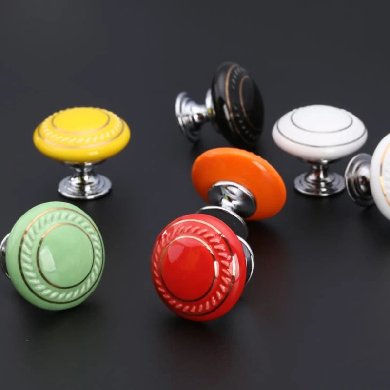 LCH 35 мм цветной круглый керамический керамические ручки для шкафчиков двери из