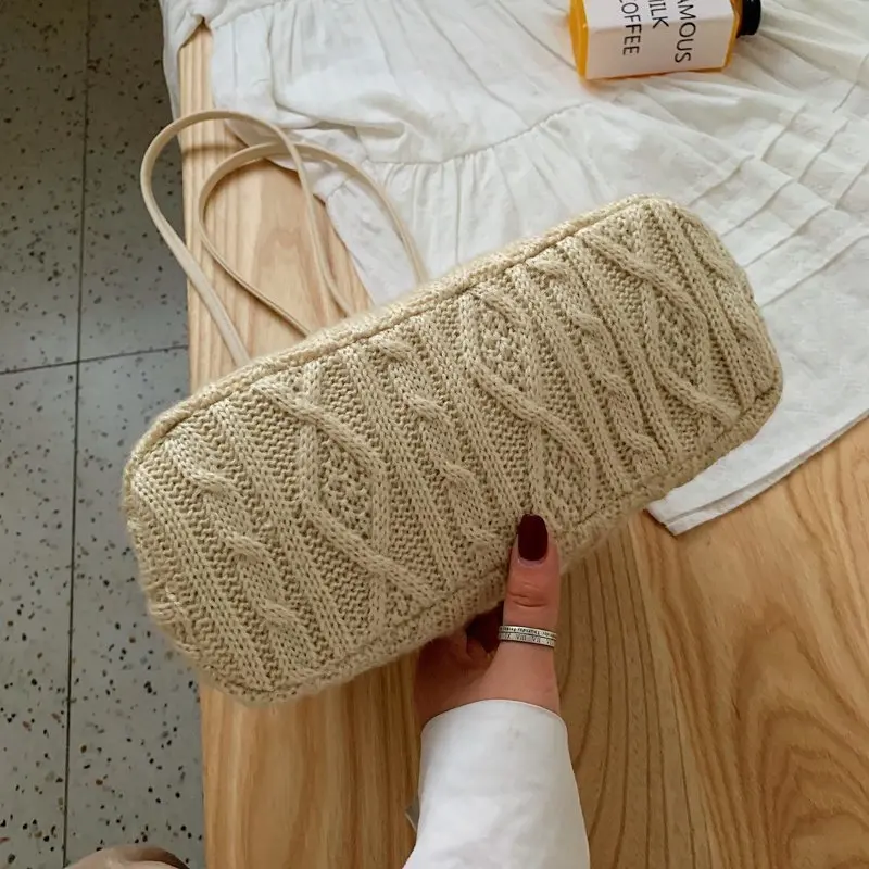 

Casual Bags for Women 2020 Woven Solid Color Handbags Knitting Braid Criss Cross Simple Lightweight Shopping Woven Bag 2020 New