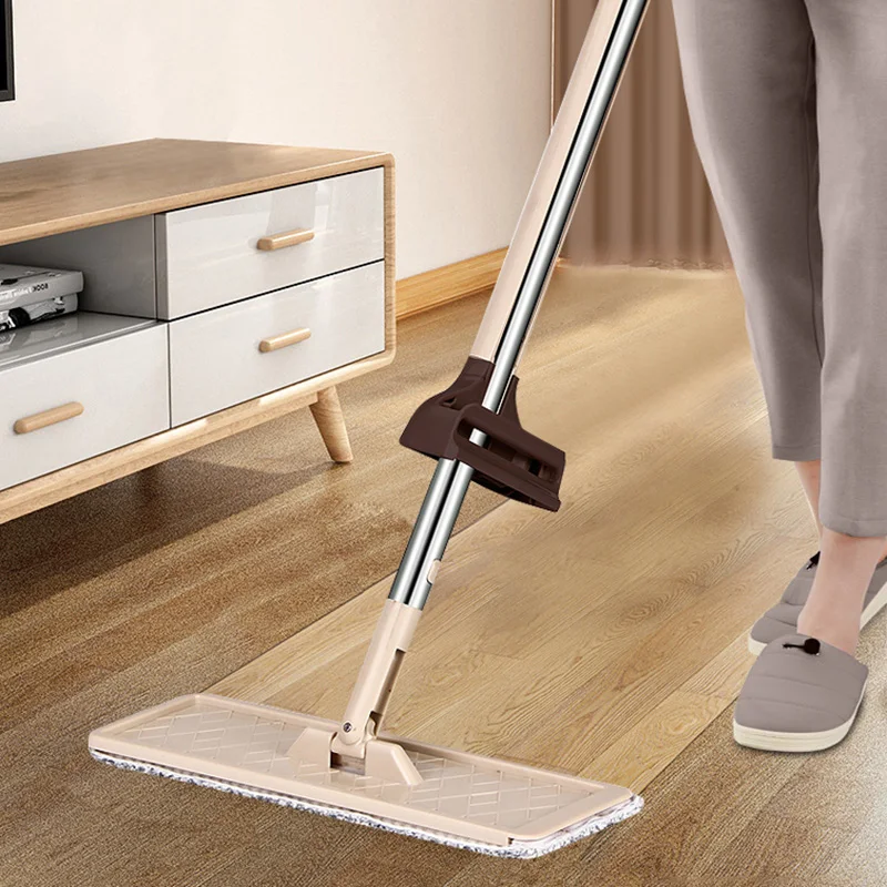 

Congis New Squeeze Mop for Floor Wash Hand Free Flat Mops House Cleaning with 3pcs Microfiber Cloth Replace Two Size