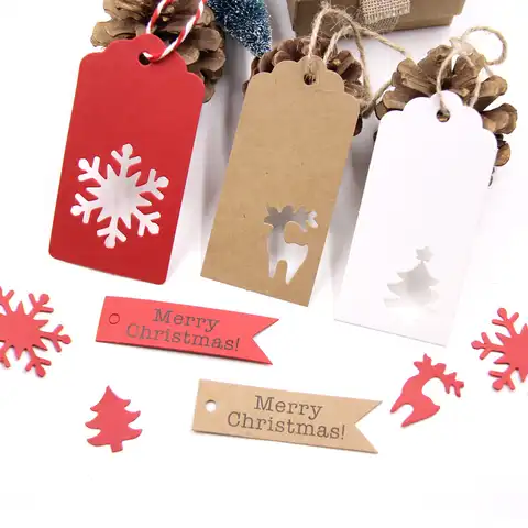 Рождественские серийные бумажные бирки, 50 шт., рождественские подвесные бирки «сделай сам», упаковочные материалы для подарков бирки для ро...
