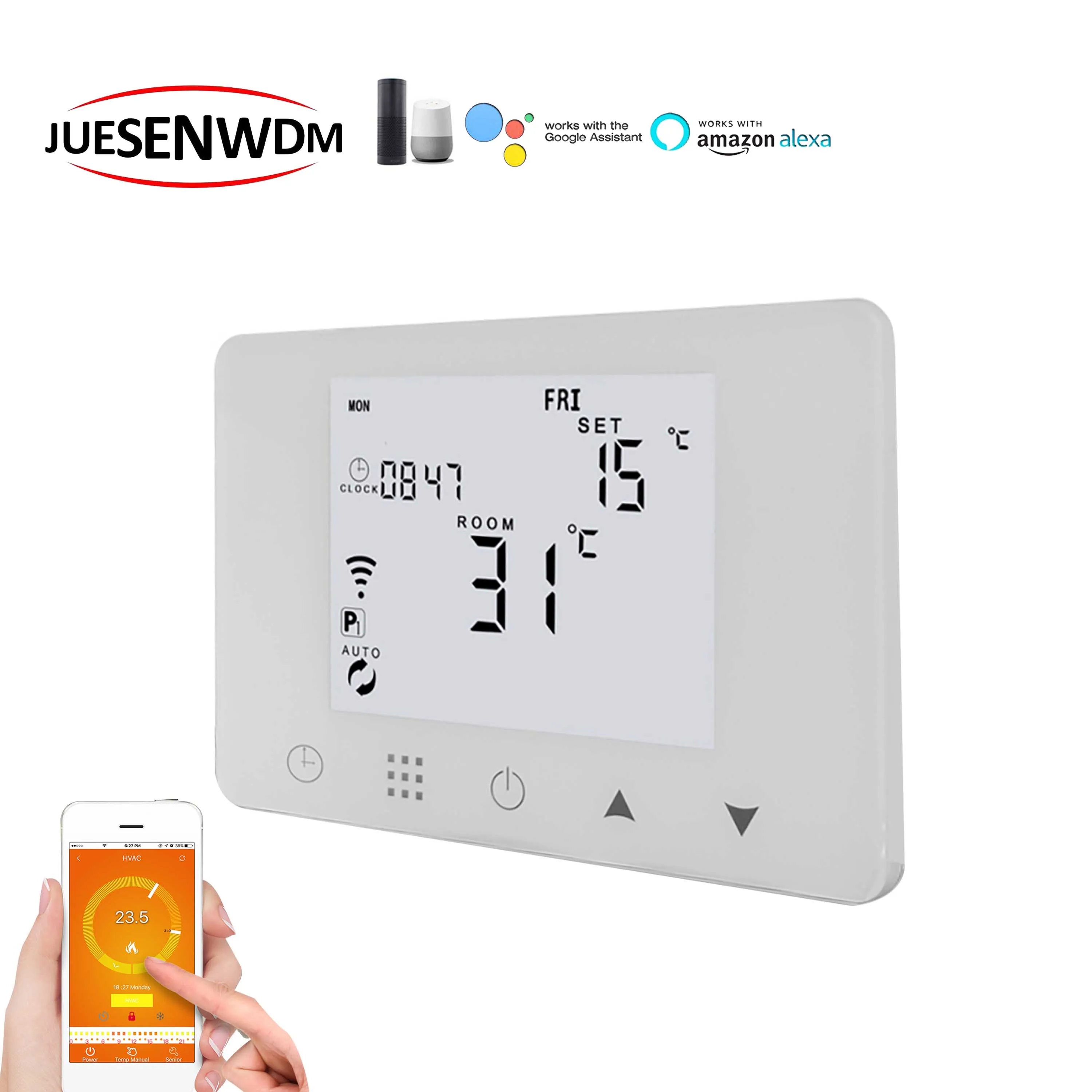 

TUYA Floor Thermostat WIFI RF Wireless Room Temperature Control for Optional Electric Heating, Bolier, Radiator