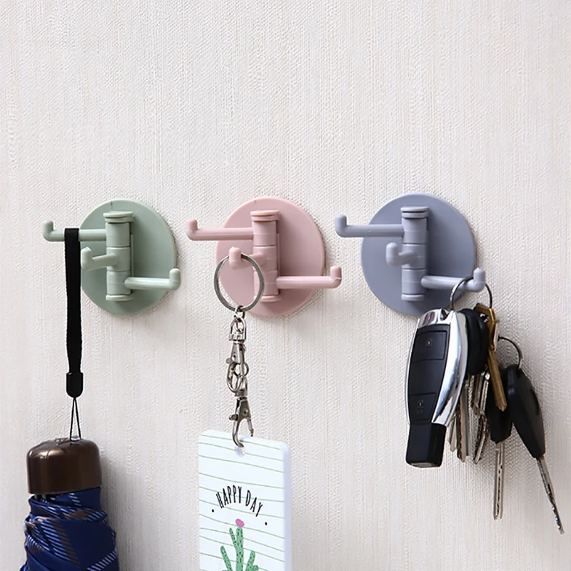 

Rotating Hook Free Punching Kitchen Bathroom Wall Multi-Function Hook Household Sticky Hook