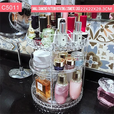 

Cosmetic Storage Box 360 Degree Rotating Makeup Storage Rack Fashion Crystal Drawer Organizer Shelf Display Stand Large Capacity