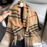 2021 new spring autumn mulberry silk wool shawl fashion luxury elegant all match outdoor beach sunscreen thin scarf 190cm75cm