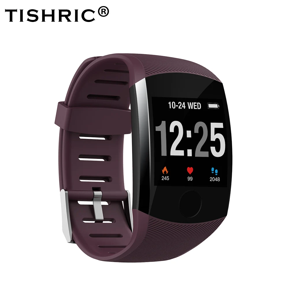 Purple TISHRIC Q11 Смарт-часы спортивные фитнес-браслет с Bluetooth Android водонепроницаемый Whatsapp Smartwatch монитор сердечного ритма большой экран - Цвет: Purple