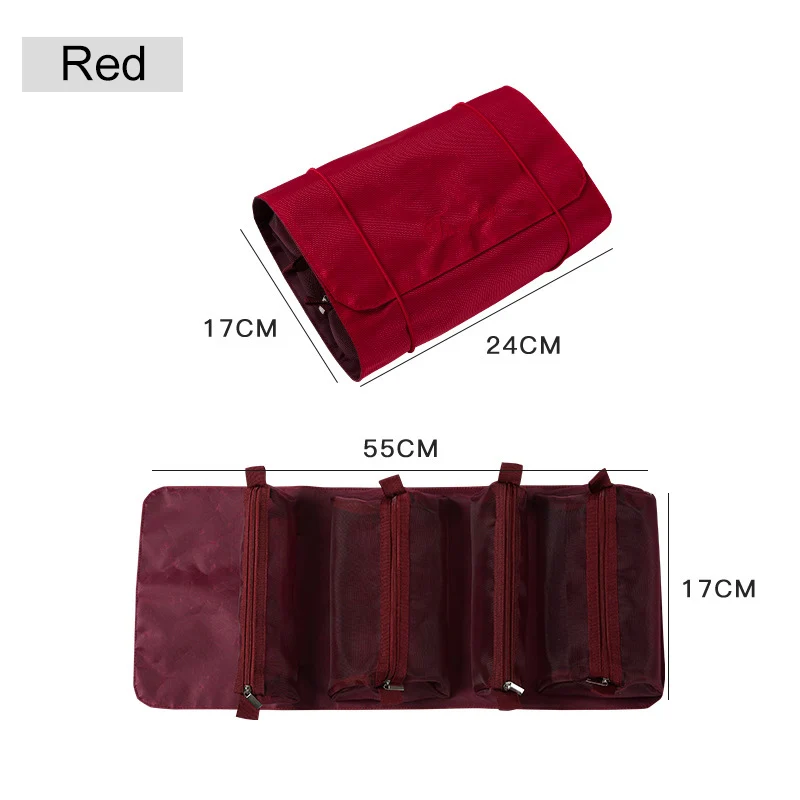 

Women Cosmetic Bag Travel Organizer Foldable Hanging Nylon Wash Bag Portable Makeup Bag Multifunctional Toiletry Pouch