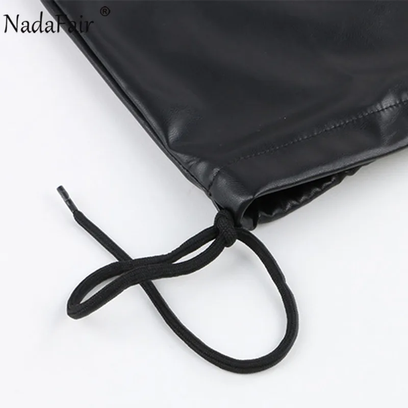 

Nadafair Leather Woman Jacket 2020 Autumn Pockets Zip Up Sleeveless Leather Jacket Black Women Winter Coats