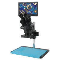 7 45x zoom simul focaltrinocular stereo microscope 5 0mp 9 inch lcd phone repair pcb soldering digital video camera 144 lamp kit